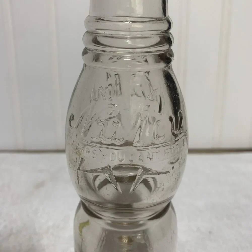 VTG Nu Icy Lebanon PA Art Deco 1920s Embossed Double Sided 7 Oz Soda Bottle